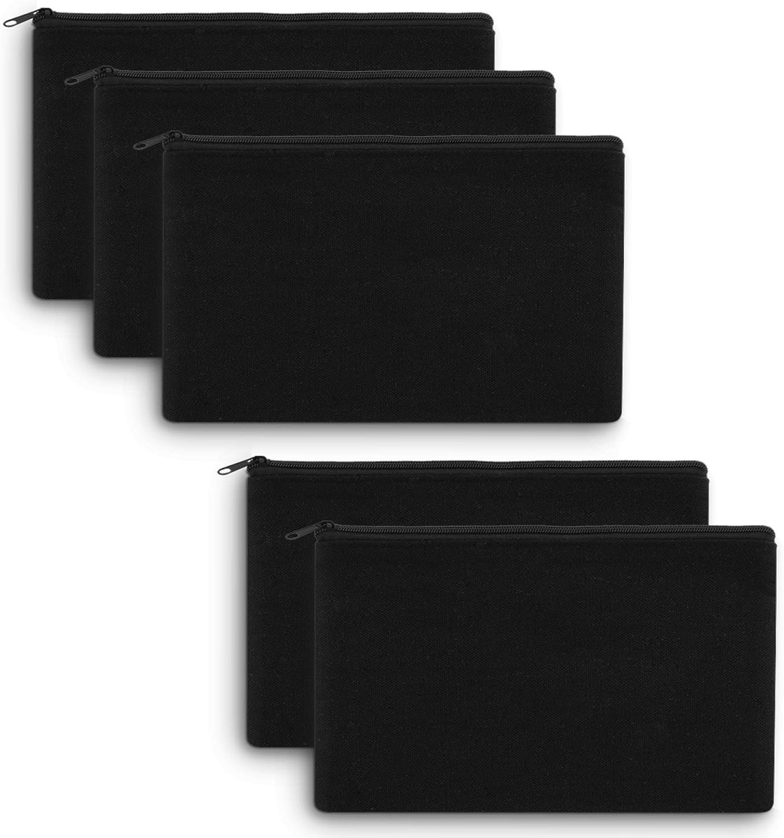 SnelShoppen - DIY Kleine Stoffentas met Rits, Multifunctionele Make-up Tas, Creatieve Teken Tas, 21 x 13 cm Zwart voor Schrijven, Knutselen, School, F
