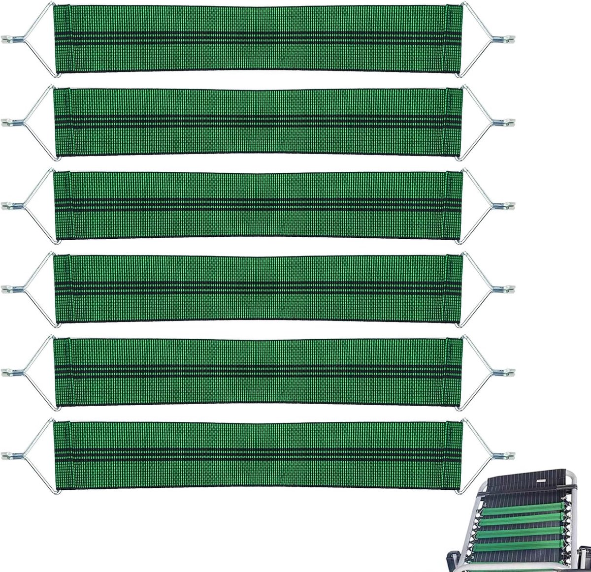 SnelShoppen - Versterkte Fabric Straps voor Loungestoelen, Stevige Fabric Belts met Sterke Metalen Haakjes, 6 Stuks voor Tuin, Camping en Balkon