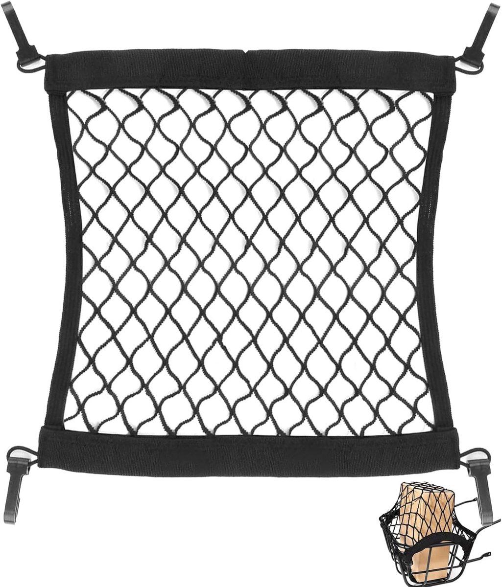 SnelShoppen - Takone Fiets Achtermand Net - Elastisch Bagagenet 30x30 cm met 4 Haken - Universele Bevestiging voor Fiets, E-Bike, Motor - Duurzaam Nyl