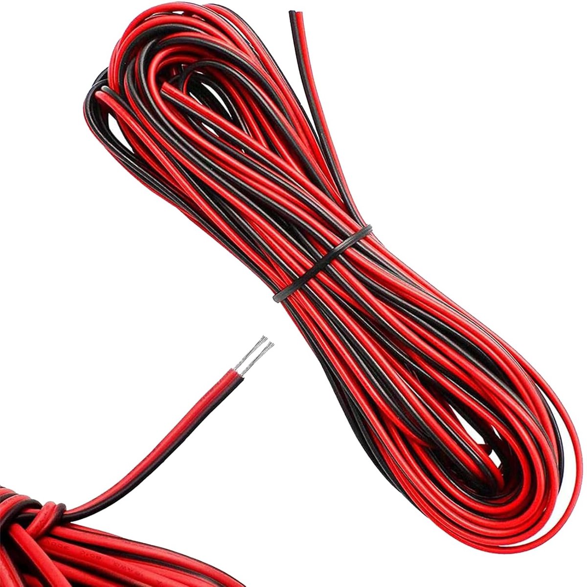 SnelShoppen - 10 m 22 AWG Bell Wire 2-Core Kabel voor LED Strips - Tinned Copper, Flexibel en Duurzaam, Ideaal voor Elektrische Installaties en Verlic
