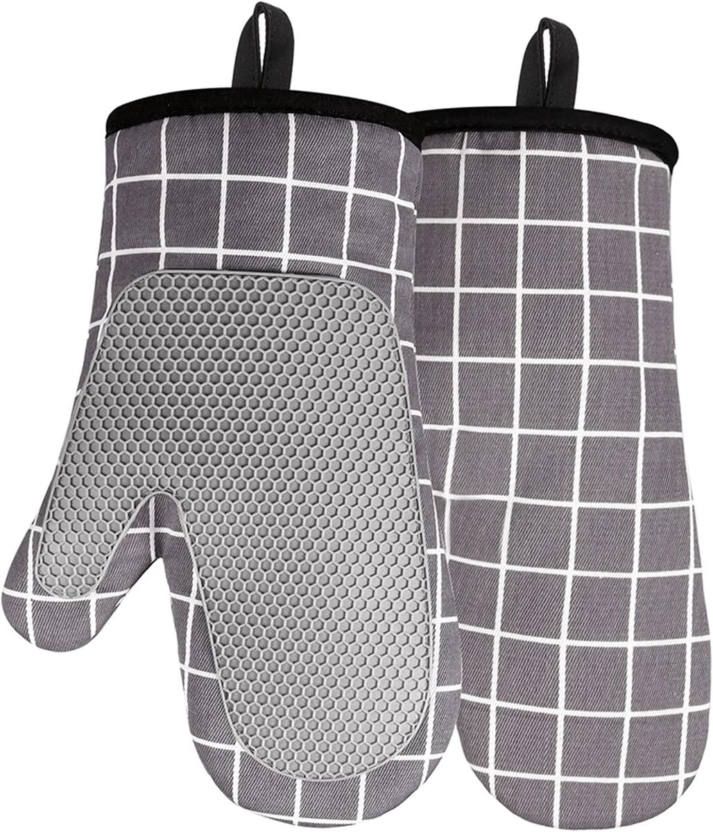 SnelShoppen - Ovenwanten, Hittebestendig, Keuken Ovenhandschoenen met Siliconen en Katoenen Voering, Antislip Design, Vierkante Splits, Bakhandschoene