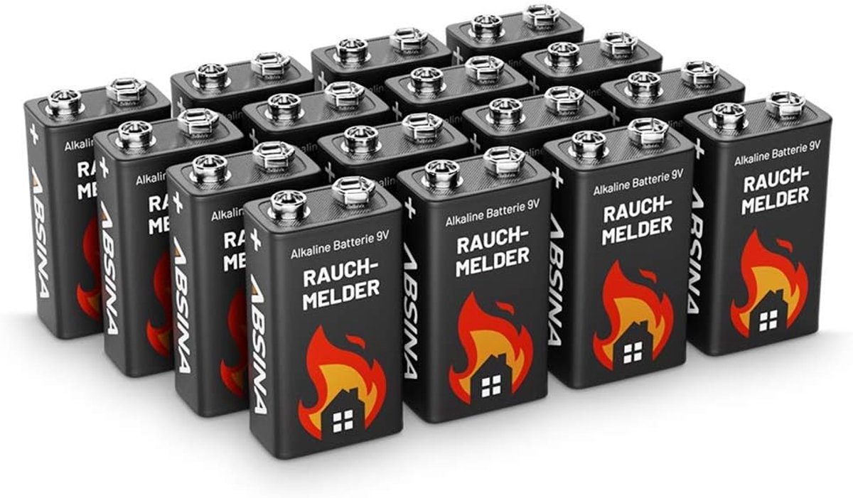 SnelShoppen - Smoke Detector Battery 9V Block - 16 Stuks Alkaline 9 Volt Blokbatterijen - Duurzaam en Lekvrij voor Rookmelders, Brandmelders en Bewegi