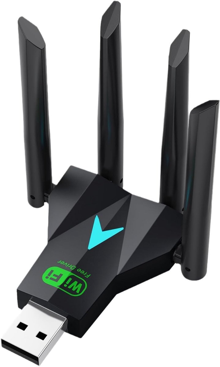 SnelShoppen - AC1300 USB WiFi Adapter - Dual Band 2.4G/5G - 1300M Wireless Network Dongle voor PC Desktop en Laptop - Ondersteunt Windows 11/10/8.1/8/
