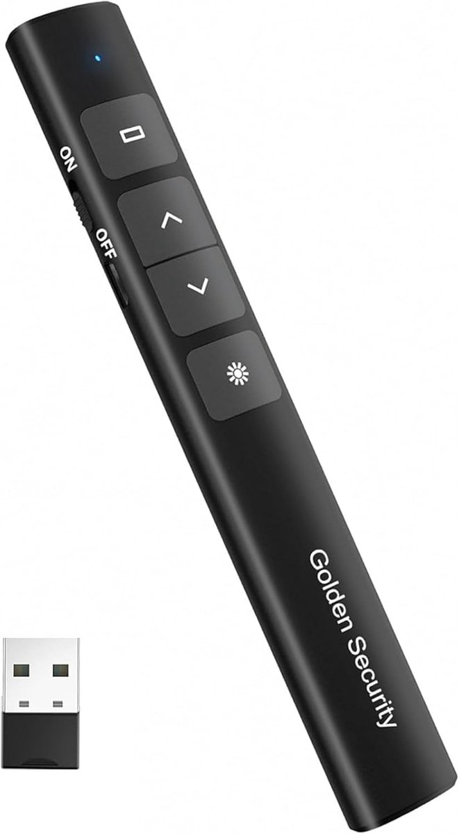 SnelShoppen - Presenter Powerpoint Remote Control 2.4GHz Draadloze Pointer voor Presentaties - Laser Pointer, Pagina Omhoog/Beneden, Zwart Scherm, Hyp