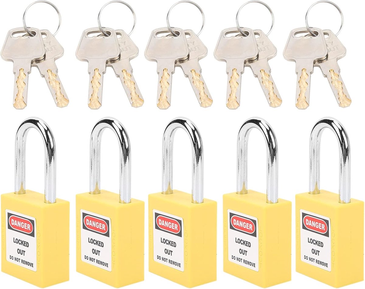 SnelShoppen - 38mm Lockout Lock Set - 5 Veiligheidsloten van Duurzaam Nylon PA voor Efficiënte Markering in Energie & Logistiek, Elektrische Sloten, V