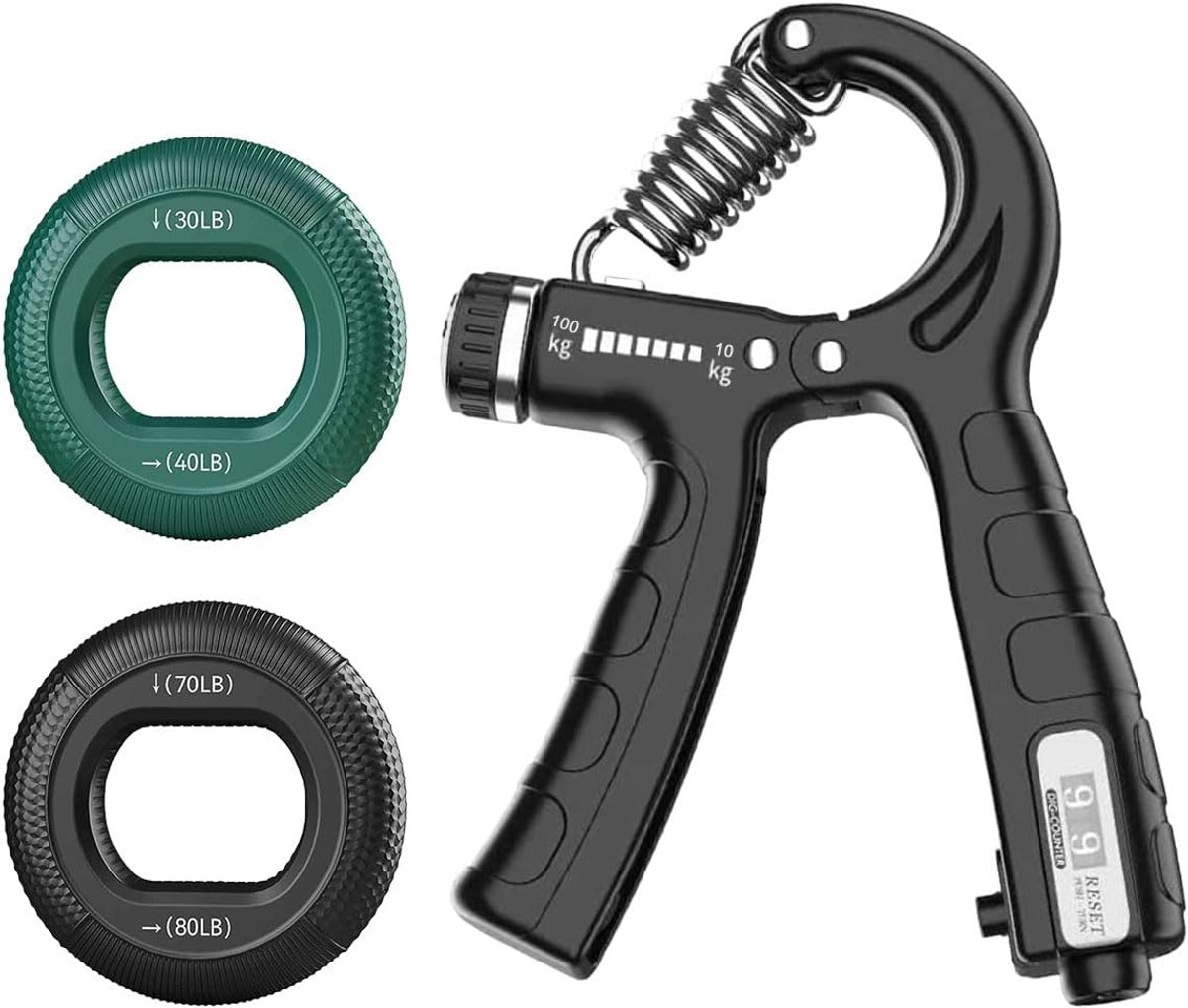 SnelShoppen - Pack van 3 Handgrepen voor Voorarm Training - Verstelbare Weerstand 10-100 kg - Draagbare Handtrainer voor Handrevalidatie en Krachttrai