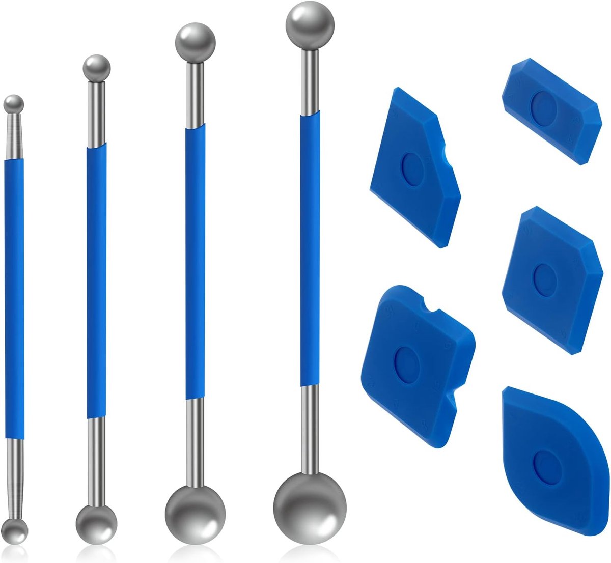 SnelShoppen - 9-delige Tool Scraper Set voor Tegels, Siliconen Voegen Equalizer Kit, 4 Metalen Ball Tool + 5 Silicone Kit, Perfect voor Badkamer en Ke