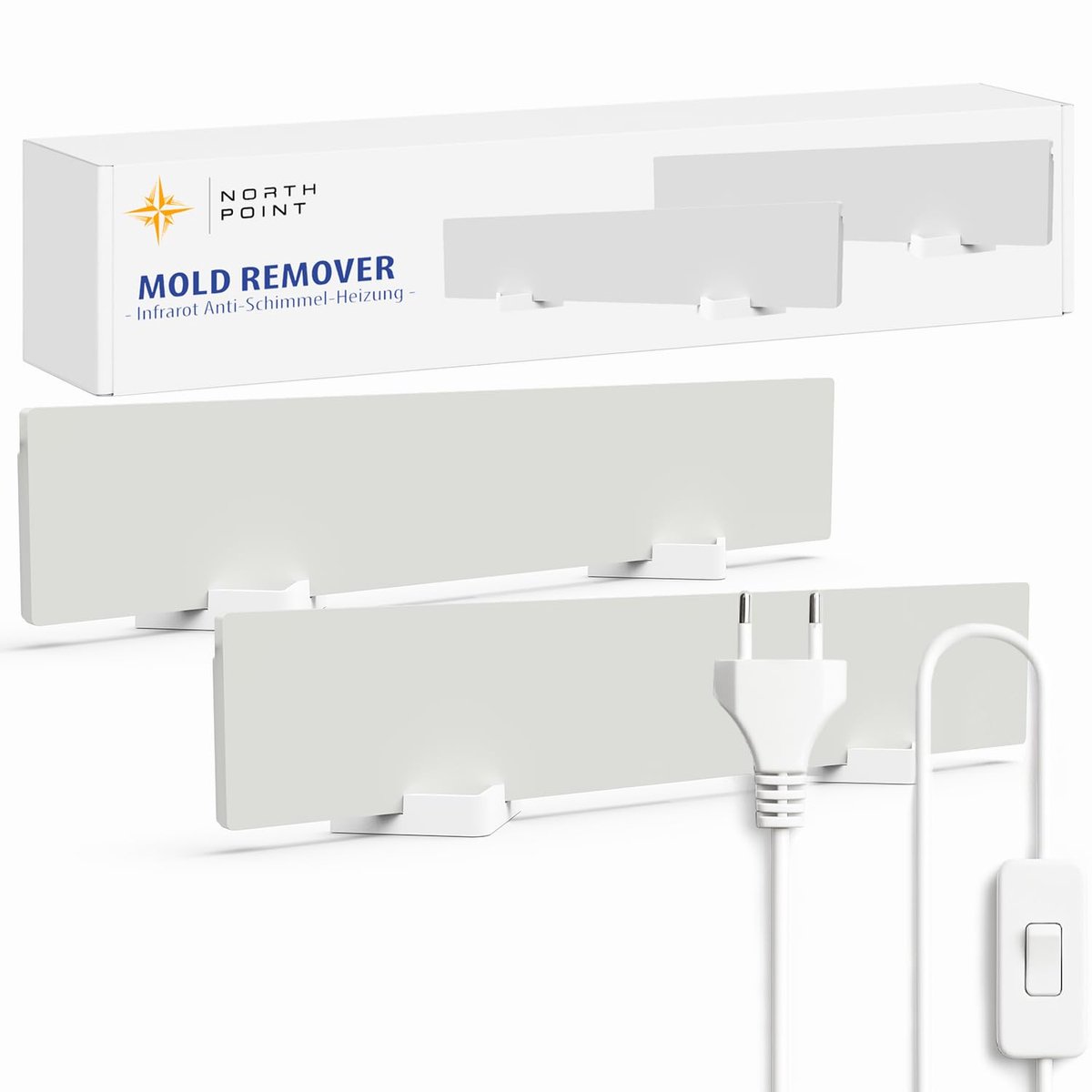 SnelShoppen - Elektrische Schimmelverwijderaar, Infrarood Schimmelverwijderaar voor Muren en Badkamer, Set van 2, Duurzaam en Veilig, Geen Chemische M