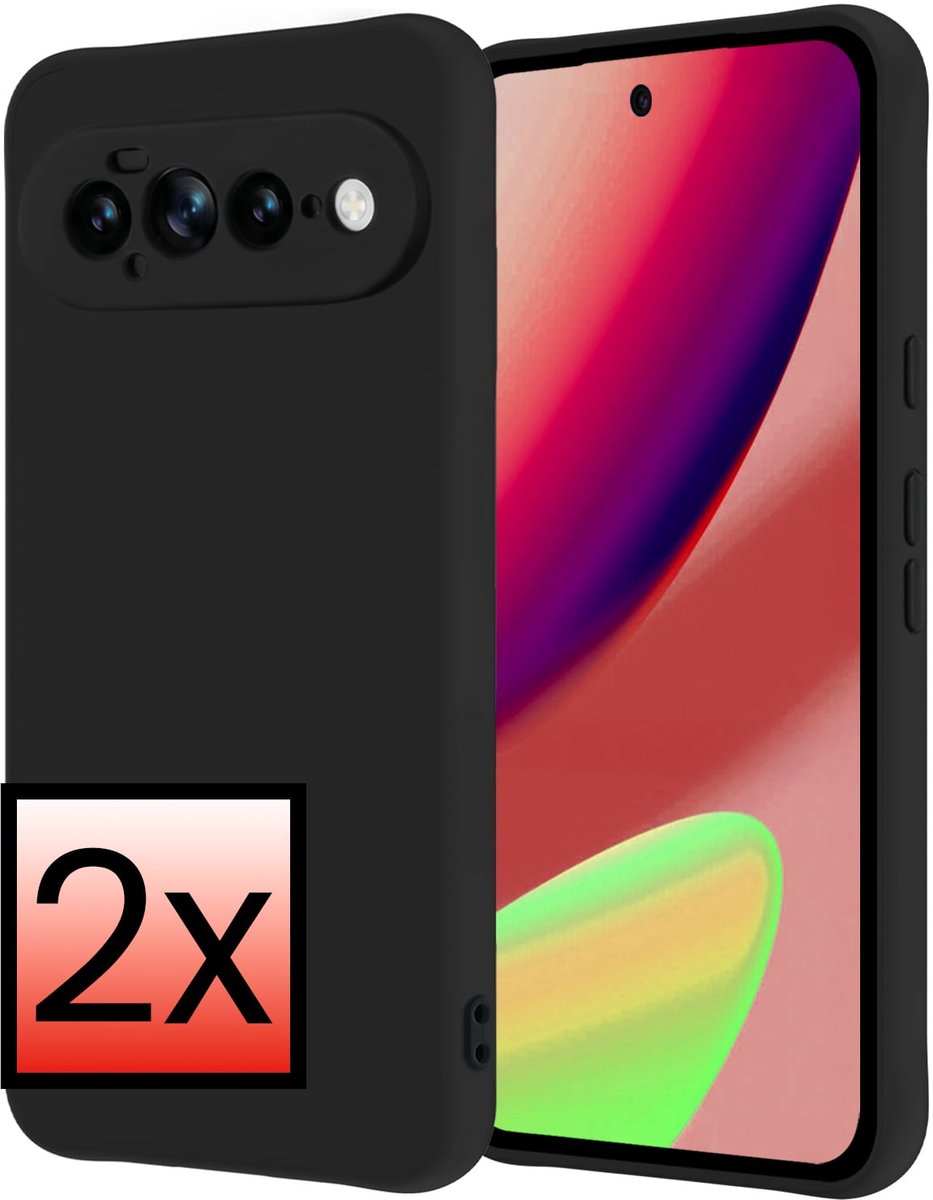 Hoesje - 2 Stuks - Geschikt voor Google Pixel 11 Pro XL - Sterk & Shockproof - Case Siliconen - Back Cover - Telefoon Hoes - Zwart