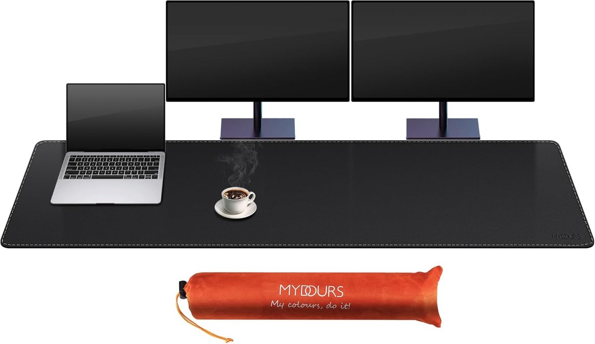 SnelShoppen - PU Leren Bureau Mat 169x40cm - Ultra Grote Muismat - Waterdicht en Ondersteunt Antislip - Makkelijk Schoon te Maken - Voor Kantoor, Thui