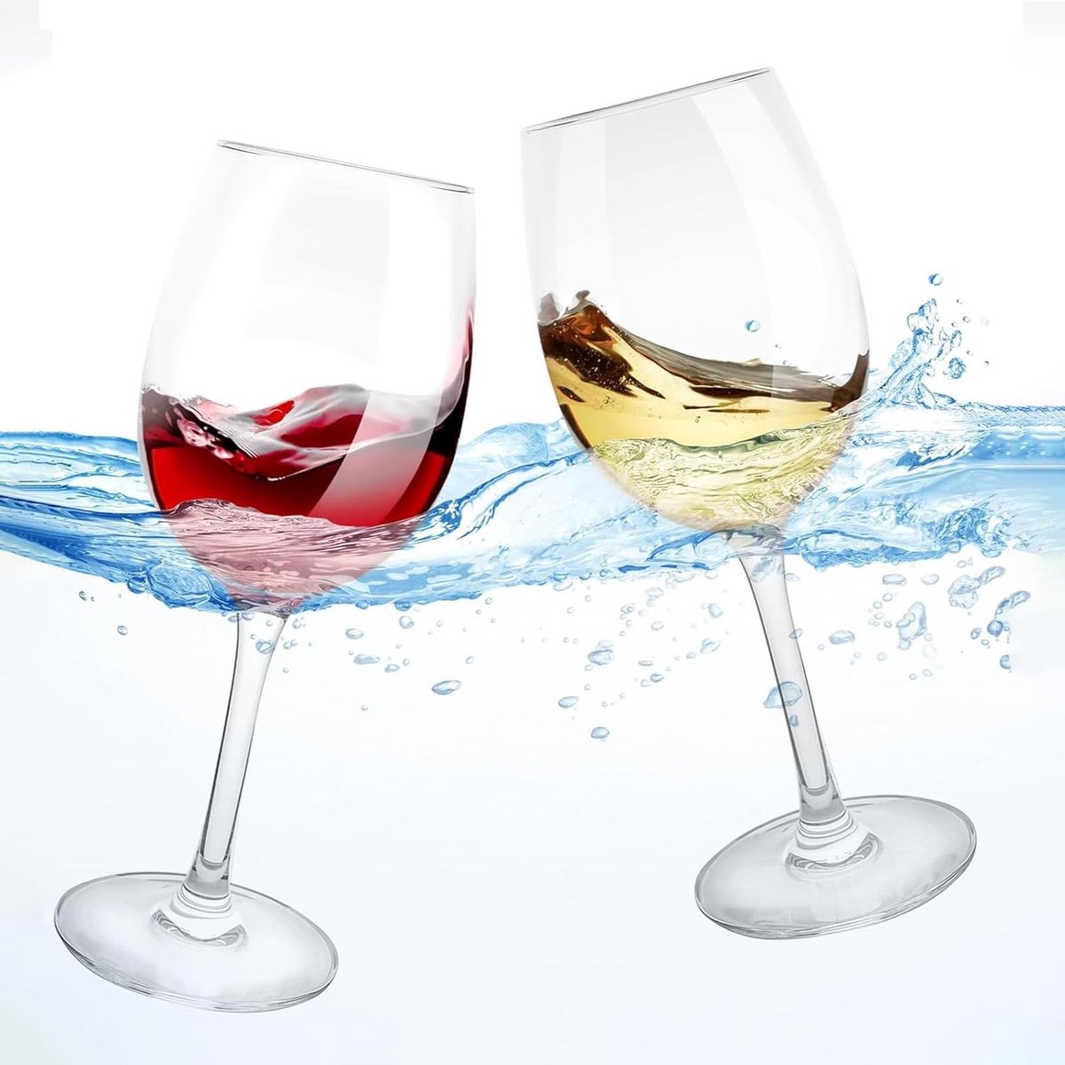 SnelShoppen - Zwevende Wijnglazen Set van 2 - Onbreekbaar Tritan - 360 ml - Perfect voor Zwembad, Whirlpool, Picknick, Feest - Kunststof Champagneglaz
