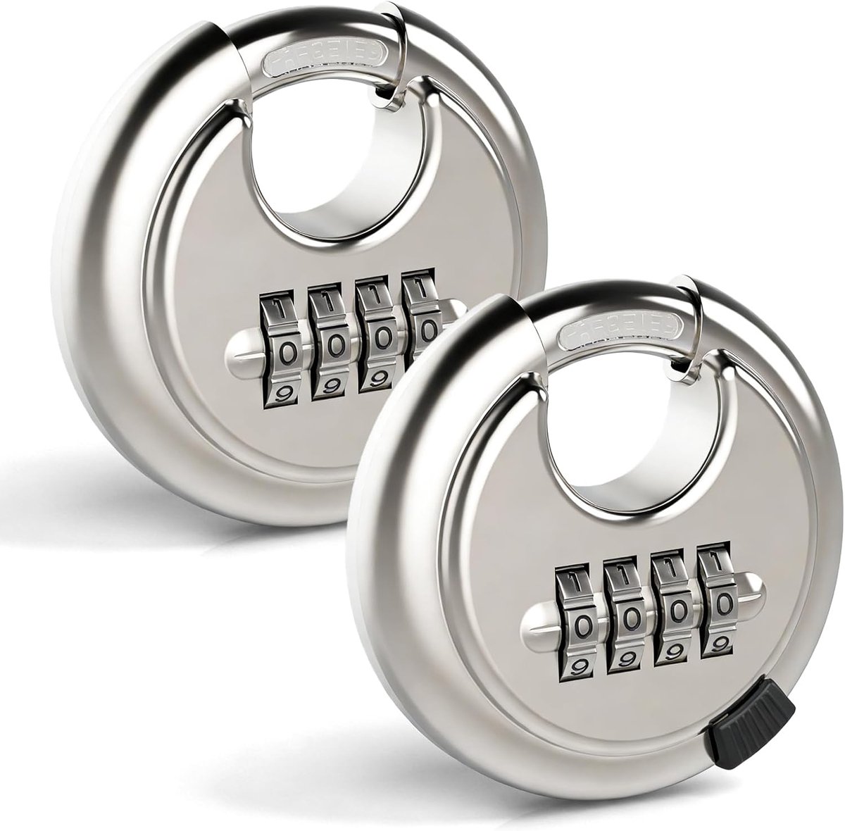 SnelShoppen - 2x Padlock Combinatieslot 70mm - Ronde 4-Cijferige Code - Roestvrij Staal Sleutelloze Hangslot - Ideaal voor Schuur, Fiets en Tuin