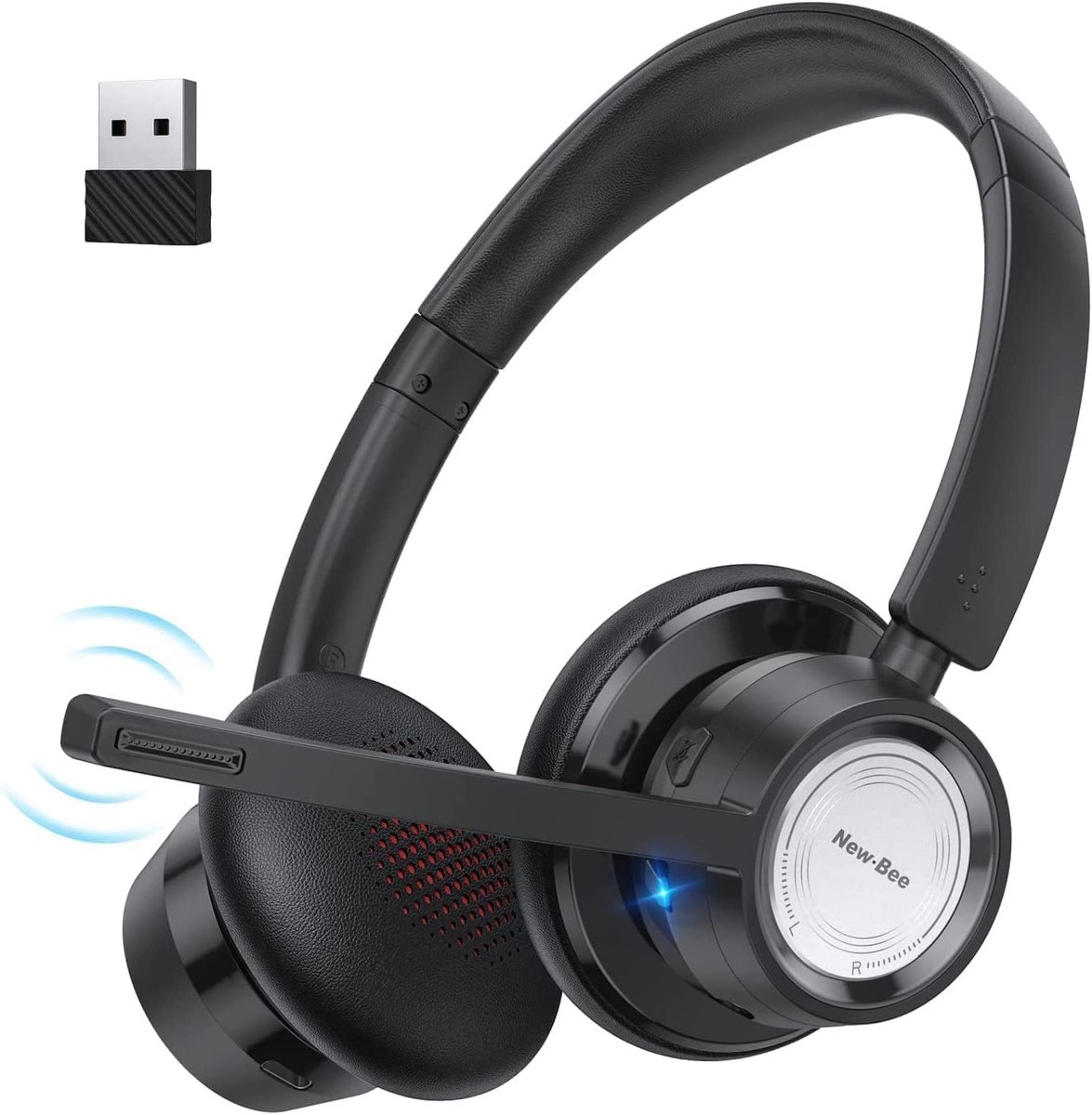 SnelShoppen - Draadloze Bluetooth Headset met Microfoon, Geluidsisolatie, 20 Uur Praat Tijd, Hoofdtelefoon voor PC, Skype, Zoom, Laptop, Computer, USB