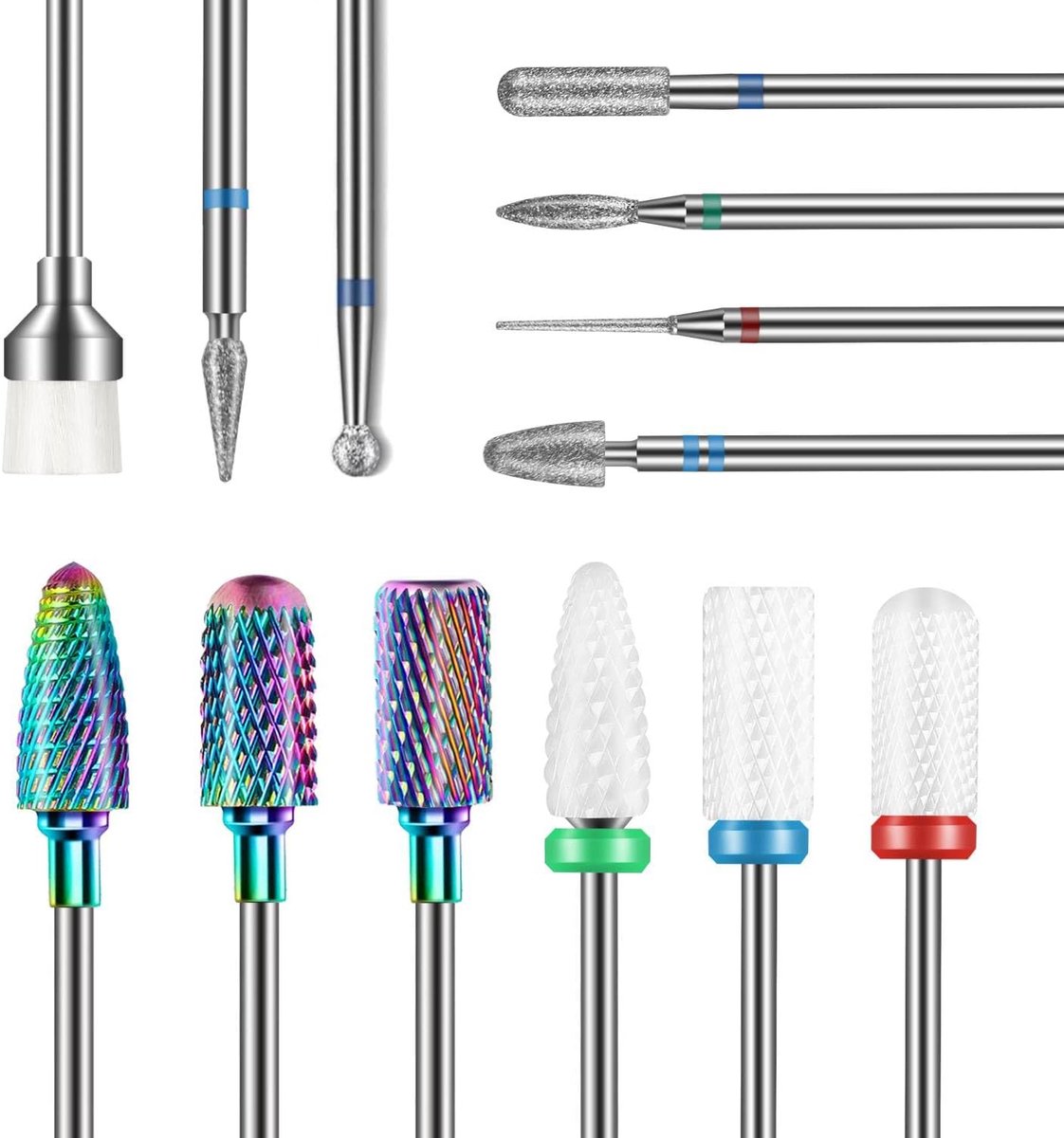 SnelShoppen - 13-delige Professionele Nagelboor Set - Carbide, Diamant en Keramische Bits voor Nail Tech - Perfect voor Manicure en Pedicure - Inclusi