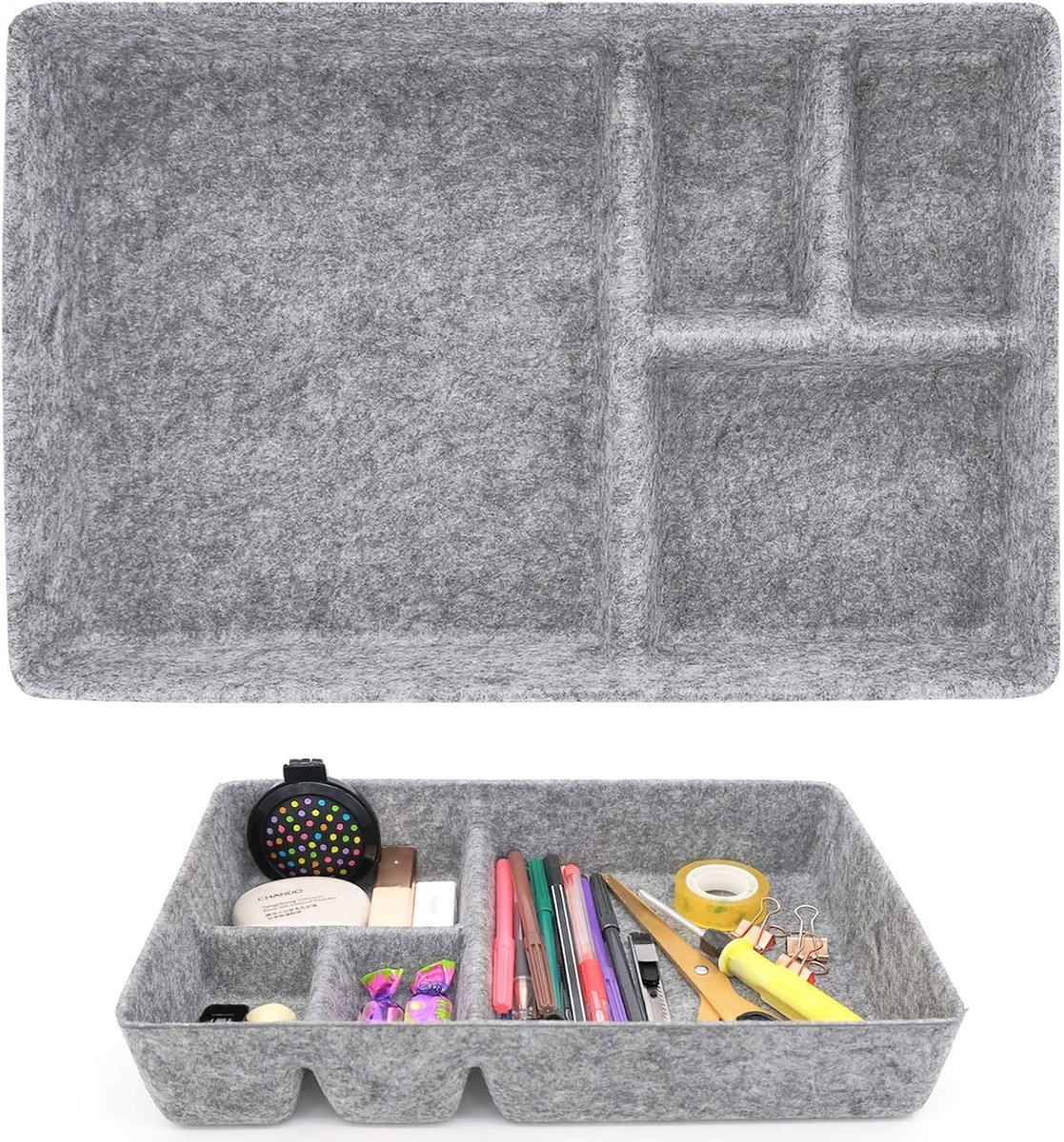SnelShoppen - Drawer Organiser, Vilt Opbergdoos, Wasbaar, Ideaal voor Kantoorbenodigdheden, Minimalistisch Design, Ruimtebesparend, Zacht en Duurzaam,