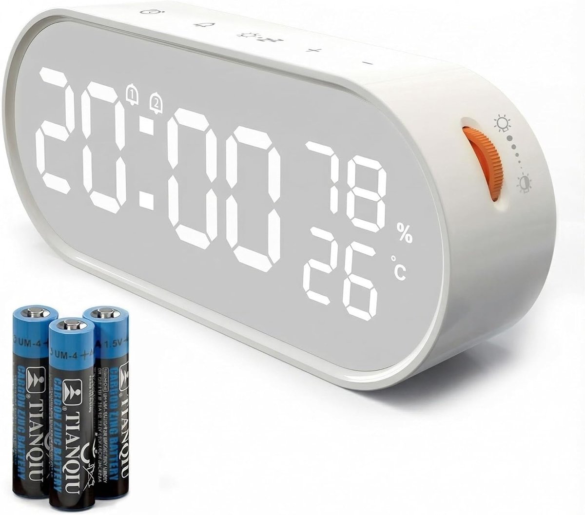 SnelShoppen - Digitale Wekker met Groot LED-Touchscreen, 2 Alarmen 12/24 Uur, Sluimerfunctie, Instelbare Helderheid, Vochtigheids- en Temperatuurmetin