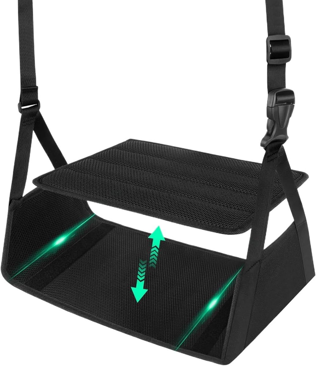 Vliegtuig voet hangmat, grote verstelbare bureau voet rust, verwijderbare steunbasis extra comfort, draagbare reisaccessoire Compact veelzijdig ideaal voor mannen en vrouwen