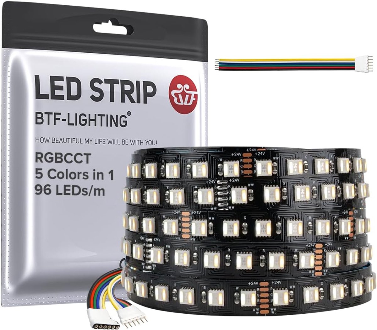 SnelShoppen - RGBW LED Strip 5M 5050SMD 480LEDs DC24V Flexibele Strip met Warm Wit en Koel Wit - Ideaal voor Binnenhuisdecoratie, Feest, Keuken en Tui