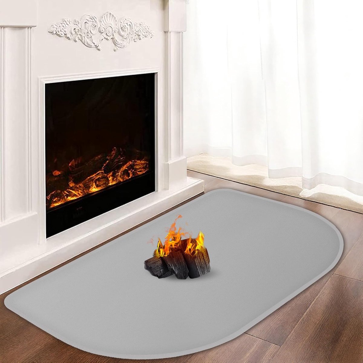 SnelShoppen - Vuurvaste Openhaardmat 60x40 cm - Dubbelzijdig Siliconen Gecoat Glasvezel - Bescherming voor Vloeren en Tapijten - Ideaal voor Houtkache