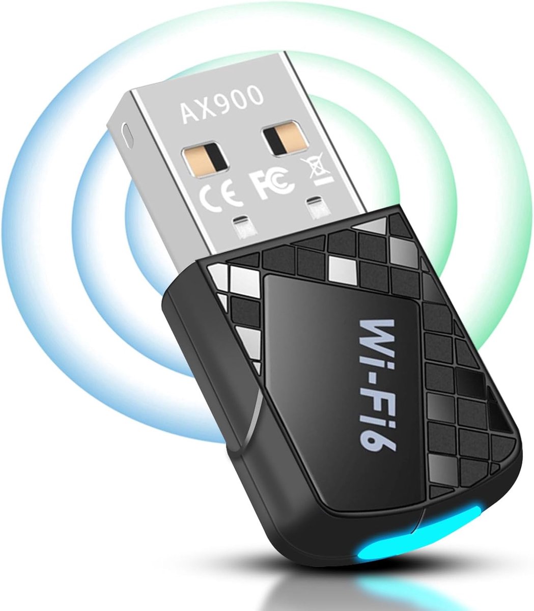 SnelShoppen - AX900 USB 2.0 Bluetooth Adapter - Dual Band WiFi6 Stick voor PC/Laptop - Plug & Play - Bluetooth 5.4 - Snelle Internetverbinding 286Mbps