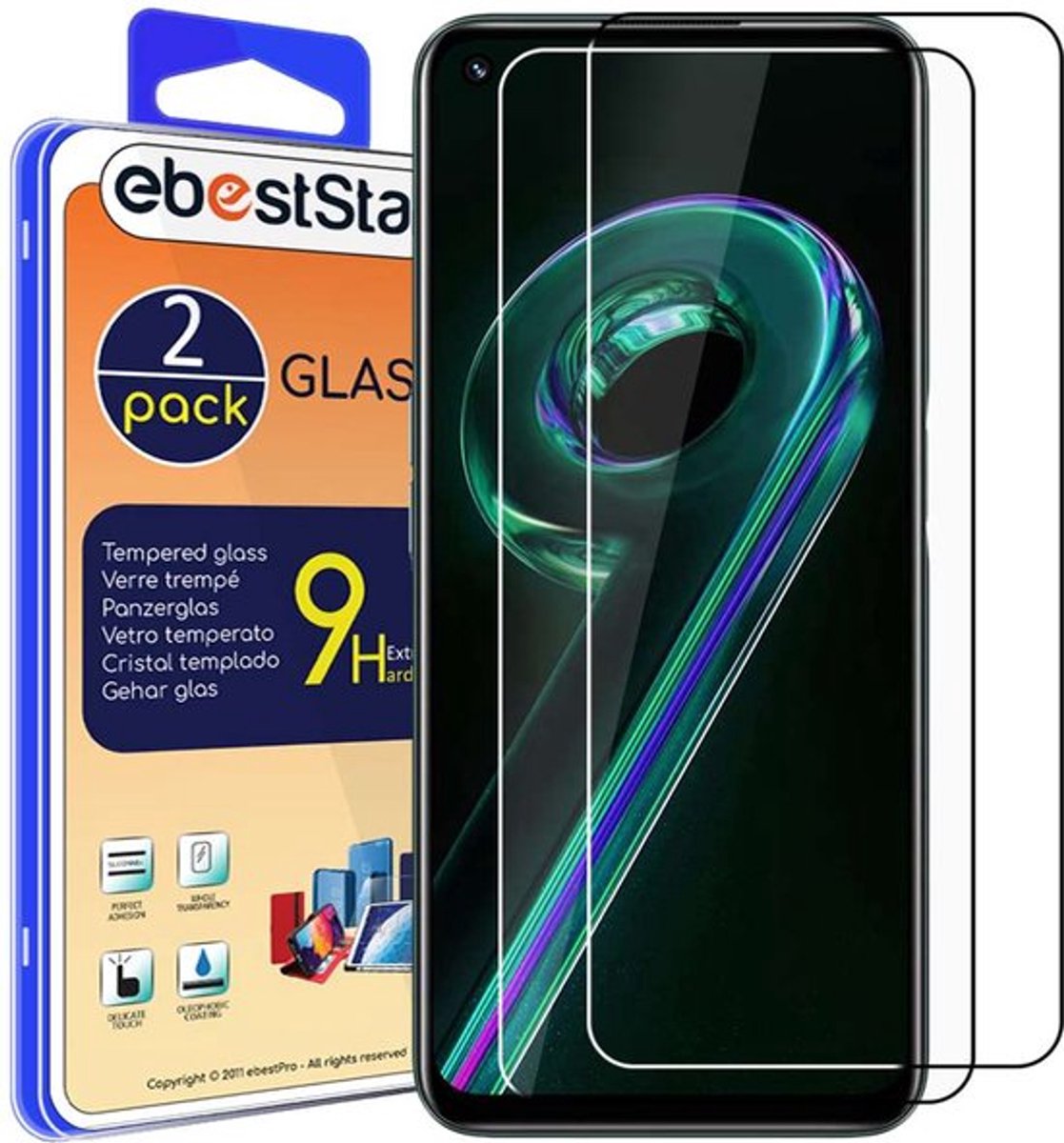 ebestStar - {2 Stuks} Gehard glas geschikt voor Realme 9 / 9 Pro 5G, Screen Protector Cover, Schermbeschermer Tempered Glass