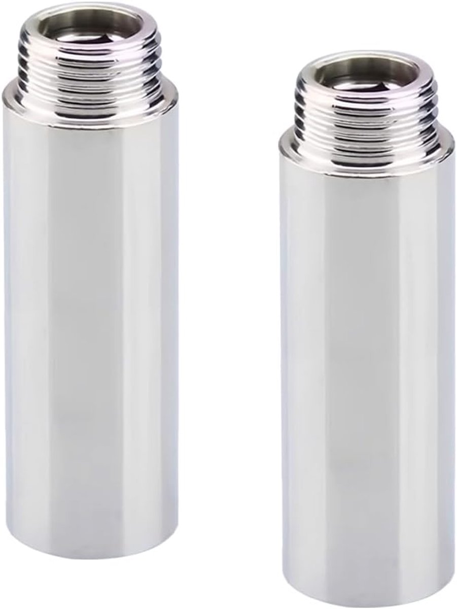 SnelShoppen - Tap Extension 1/2 inch x 150 mm, G1/2 Wateraansluiting, DN15 Draadverlenging, Set van 2 voor Kraan, Douchekop, Hoekventielen