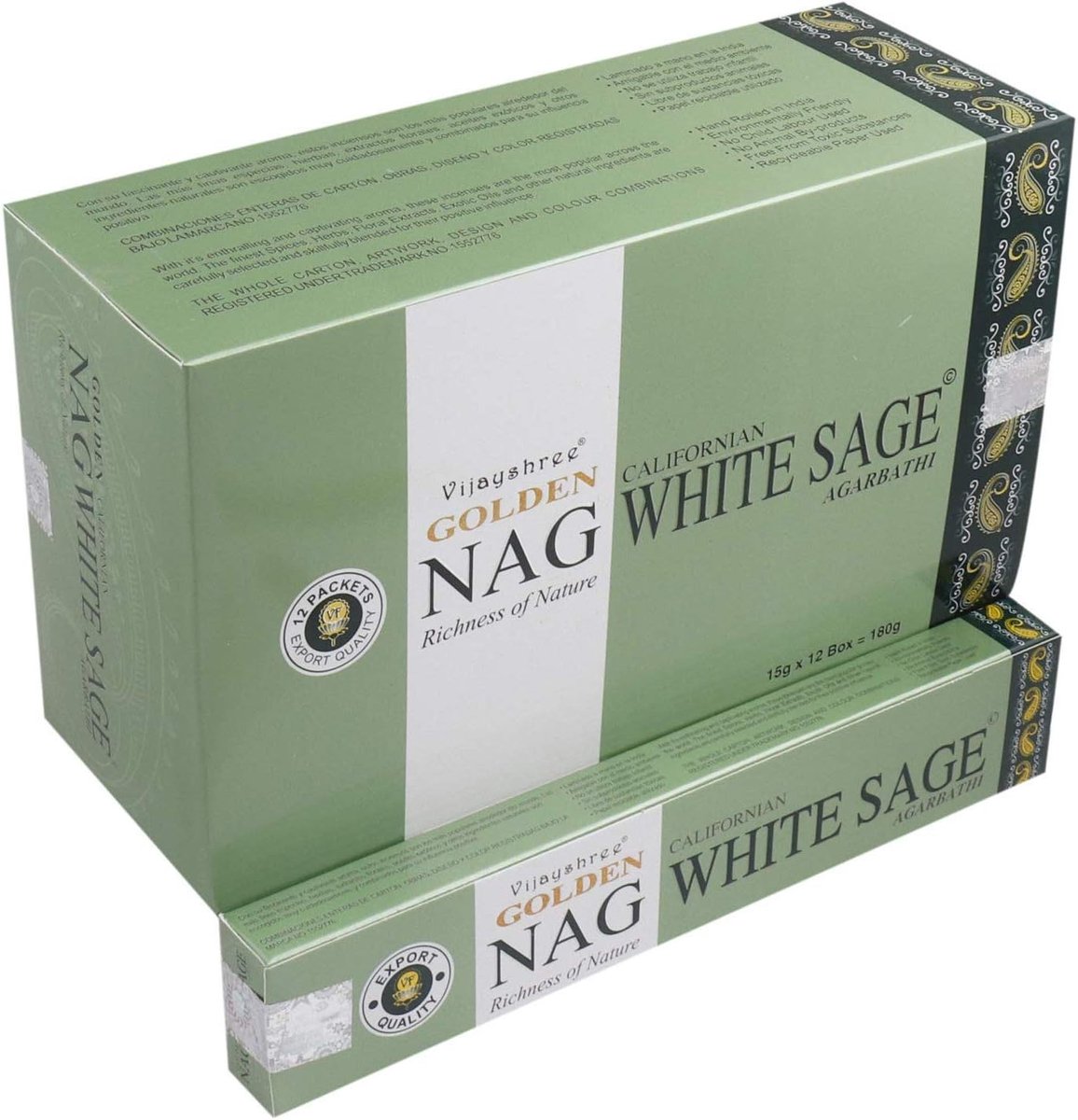 SnelShoppen - California White Sage Wierook Sticks 12 Pakketten x 15g - 180g - Natuurlijke Aromatherapie voor Ontspanning, Meditatie en Zuivering