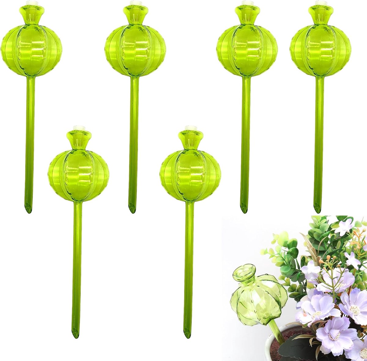 SnelShoppen - Pack van 6 Plastic Automatische Irrigatieballen voor Constante Bodemvochtigheid in Potplanten, Ideaal voor Binnen en Buiten, Lichtgewich