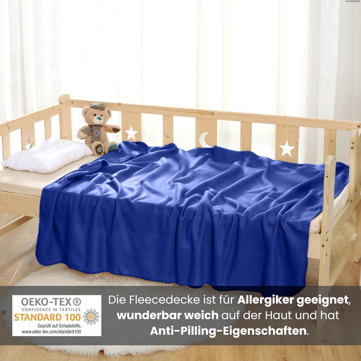 SnelShoppen - Set van 2 Polar Fleece Dekens 130x160 cm, Anti-Pilling, ÖkoTex, Blauw/Dark Blauw, Warm en Zacht voor Thuis, Kamperen, en Knusse Avonden