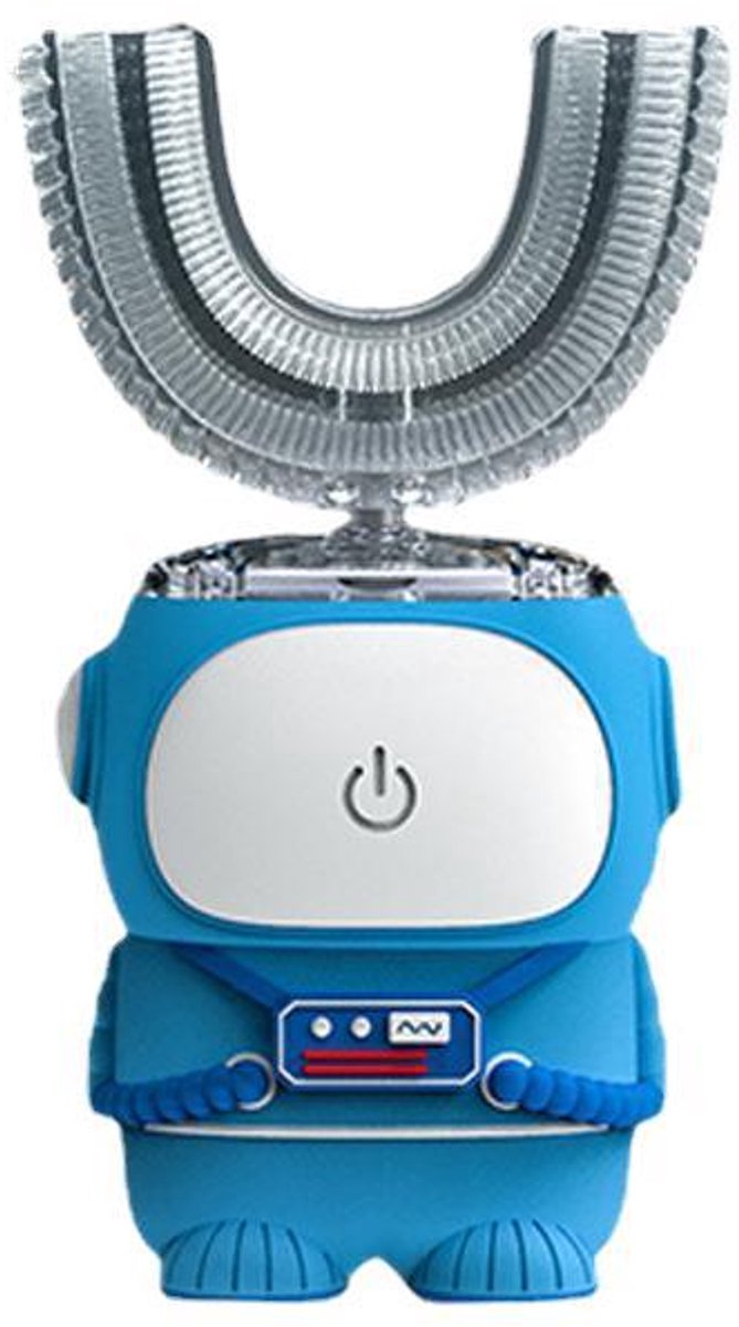 U-vormige elektrische tandenborstel voor kinderen, IPX7 waterdicht, vijf reinigingsmodi, 60S slimme herinnering (blauwe leeftijden 7-12)
