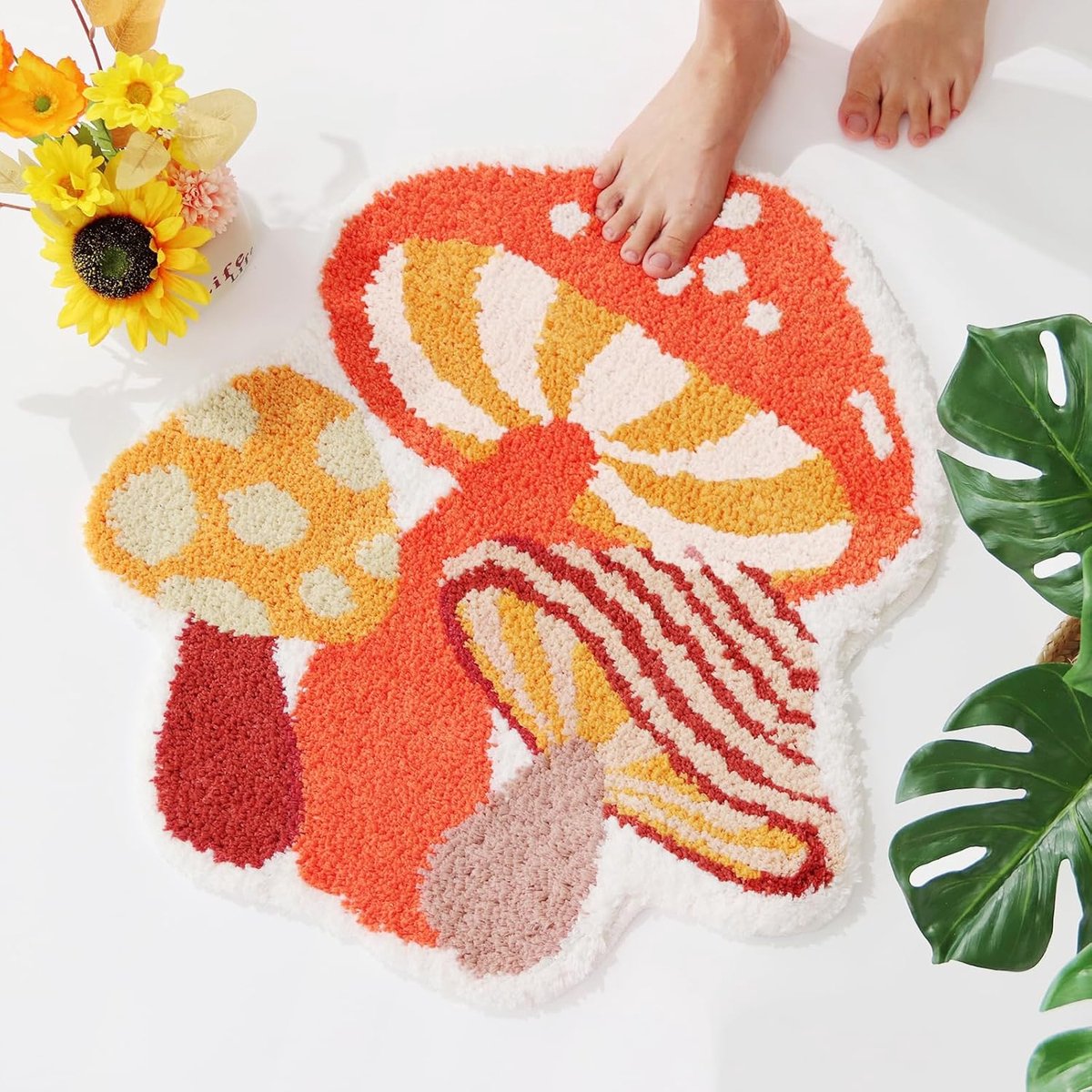 SnelShoppen - Schattige Paddenstoel Badmat, Antislip Absorberende Badkamer Tapijt, Klein Veilig Bad Rug, Waterabsorberend Badmat 57x65cm