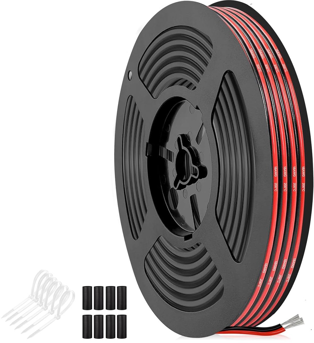 SnelShoppen - 18 AWG 0.82mm² Rood-Zwart Siliconen Dubbel Kern Kabel - Flexibel, Vlamvertragend, 5 Meter voor LED Strips, DIY Projecten, 12V/24V DC, Ho