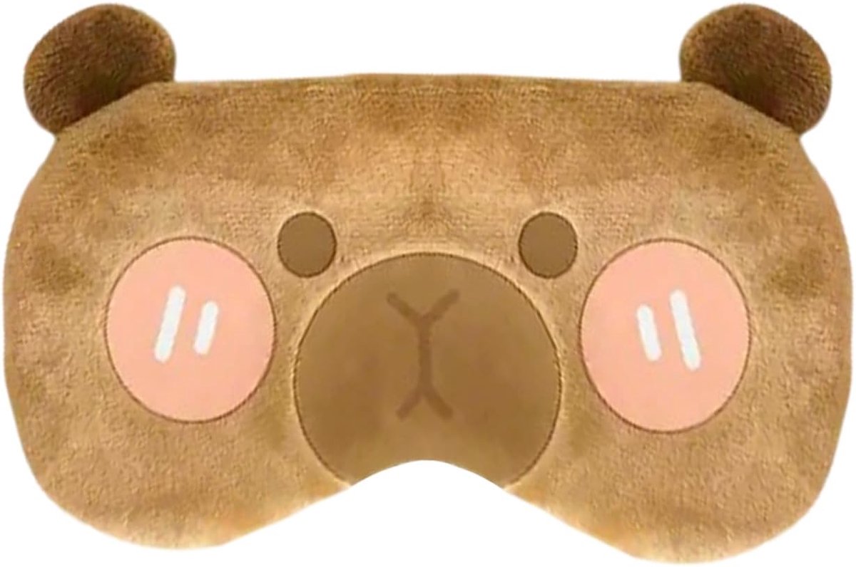 SnelShoppen - Capybara Slaapmasker voor Kinderen en Volwassenen, Zacht Pluche Cartoon Dier, Reis Oogbescherming Slaapmasker (Verlegen)