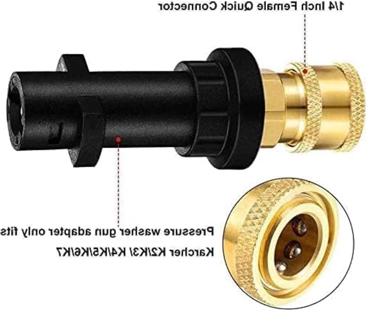 Hogedrukreiniger Pistool Adapter met 1/4'' Snelsluiting voor K2, K3, K4, K5, K6, K7 - Geschikt voor Hogedrukreinigers, Spuitpistool en Accessoires