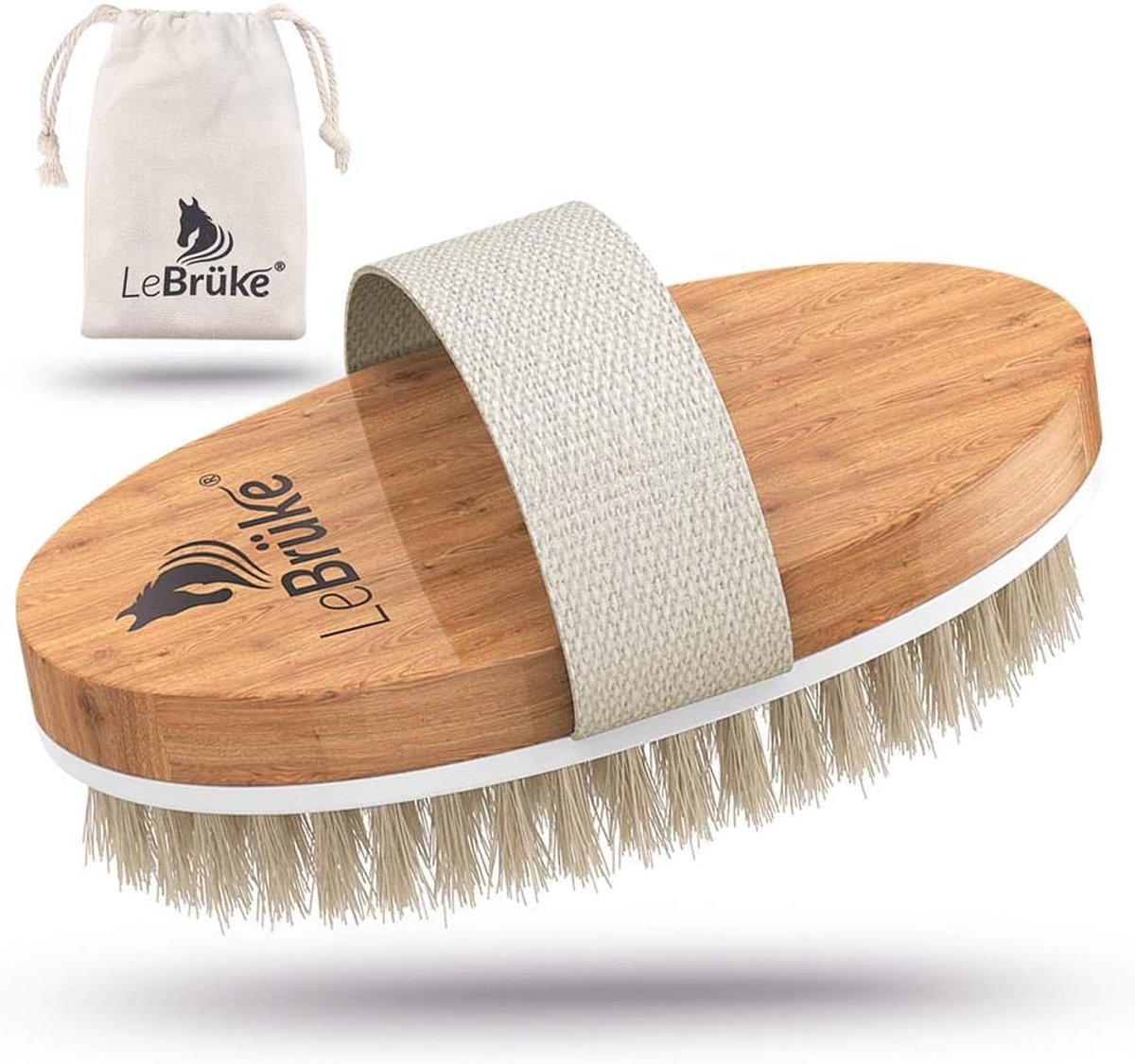 SnelShoppen - Body Brush Drying Brush - Natuurlijke Badborstel met Opbergtas - Perfect voor het Verwijderen van Dode Huidcellen, Peeling Borstel, Comp