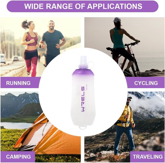 Thijox - Opvouwbare Zachte Fles 200 ml - BPA-vrije TPU Waterfles met Hangende Ring - Lichtgewicht Soft Flask voor Hardlopen, Fietsen en Wandelen (2 st van Thijox — afbeelding 4
