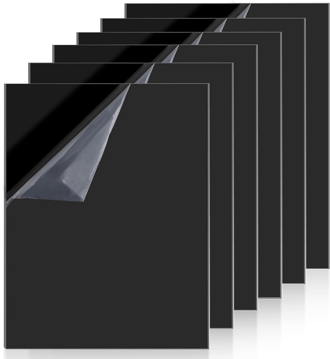 SnelShoppen - Pack van 6 Zwarte Acrylplaten A4 - Acryl Glas Panelen 30 x 20 cm - Ideaal voor Foto Displays, Knutselen en Creatieve Projecten