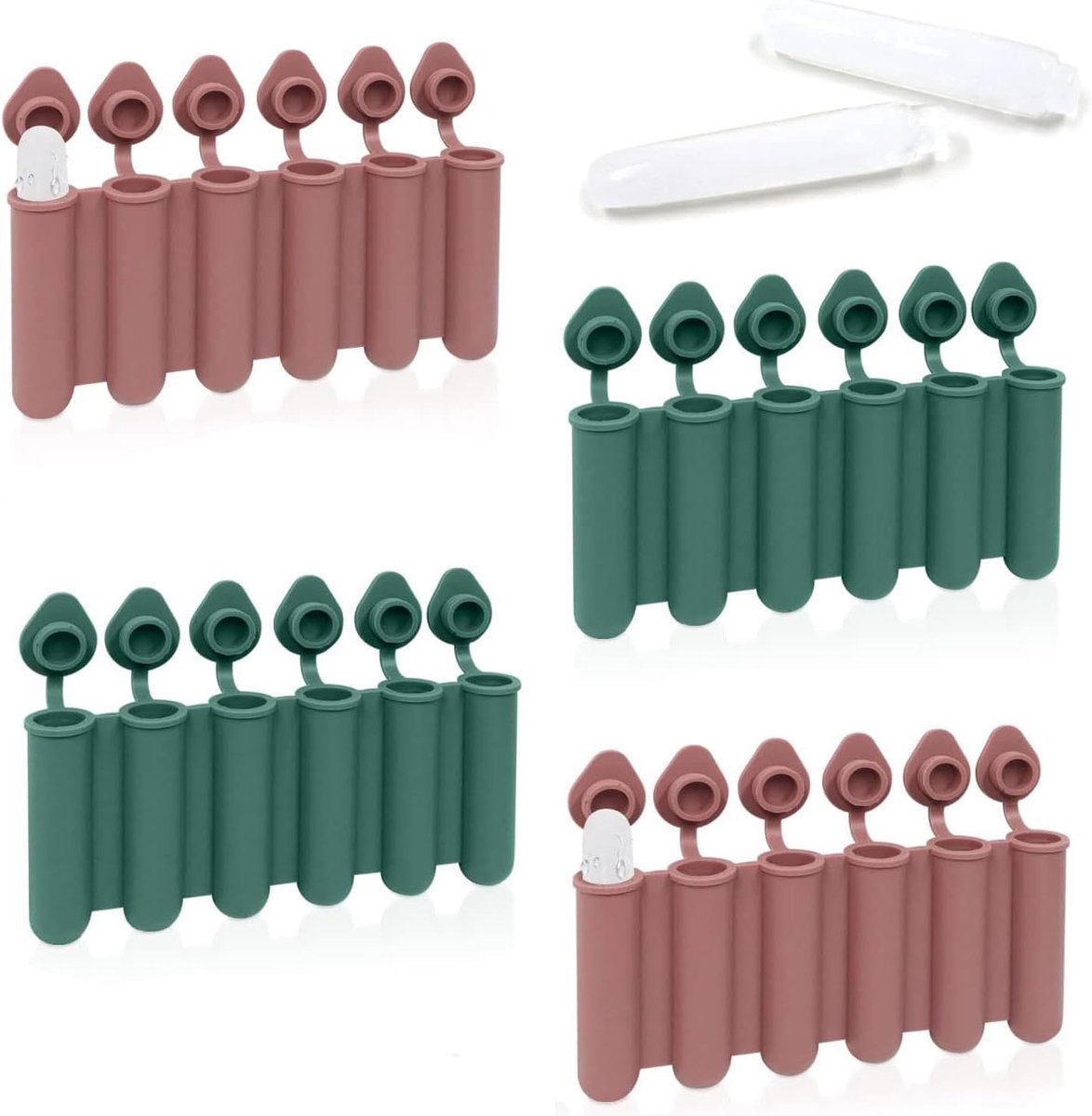 SnelShoppen - 4 Stuks Silicone IJsblokjesvormen met Deksel, Makkelijk te Verwijderen, Ideaal voor Flessen, Ruimtebesparend Ontwerp, Perfect voor Feest