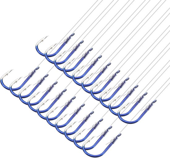 SnelShoppen - Kleine vishaken met lijn - Dubbele haak rigs - Barbed fish hooks voor zoetwater - Koolstofstaal - 20 stuks - Blauw - Perfect voor vissen van Snelshoppen — afbeelding 4