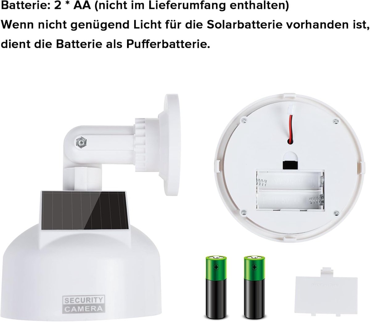 SnelShoppen - 2 Stuks Solar Dummy Camera, Simulatie Speed Dome met Lens, Beveiligingscamera, Nep Binnen- en Buitencamera, Eenvoudige Installatie, 360°