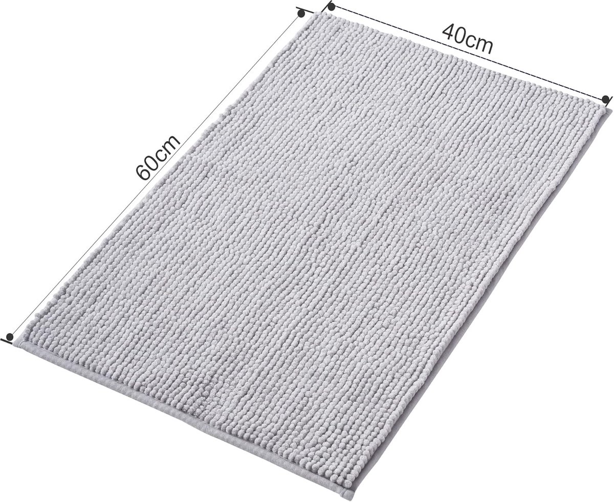 SnelShoppen - Decomira Badmat Antislip 40 x 60 cm - Wasbaar Chenille Badkamertapijt - Grijs Douchemat voor Badkuipen en WC-Decoratie - Combineerbaar e