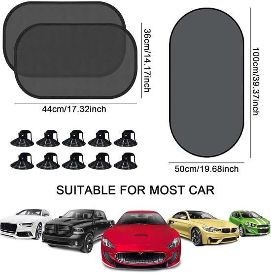 SnelShoppen - Auto Zonwering Set - UV Bescherming - 5 Stuks Zonnebrandfolie voor Auto Ramen - Achterruit en Zijruiten - Inclusief Zuignappen - 100x50 van Snelshoppen — afbeelding 5