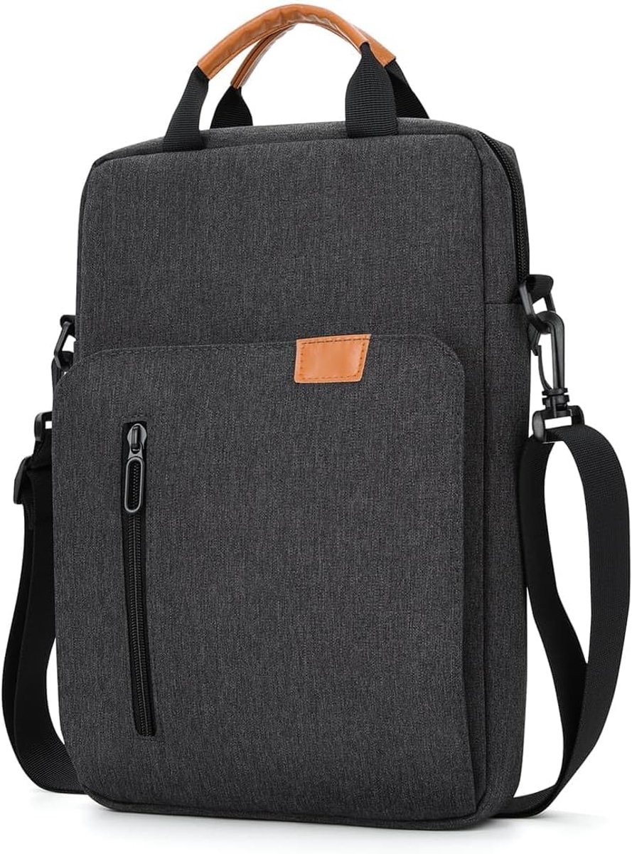 SnelShoppen - Laptop Sleeve Case 14 Inch Laptop Sleeve met Schouderband voor 14" MacBook Pro/Chromebook, Waterdichte Polyester Computer Tas, Diep Grij