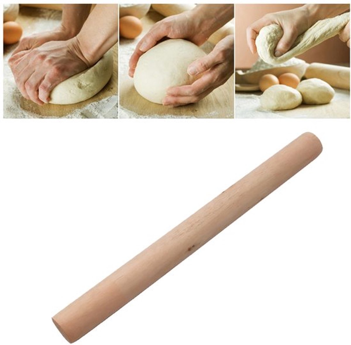 Deegroller 21 cm - Houten Deegroller - Antiaanbaklaag - Stabiel en Comfortabel - Geschikt voor Taart - Hoogwaardig Beukenhout - Fondantroller
