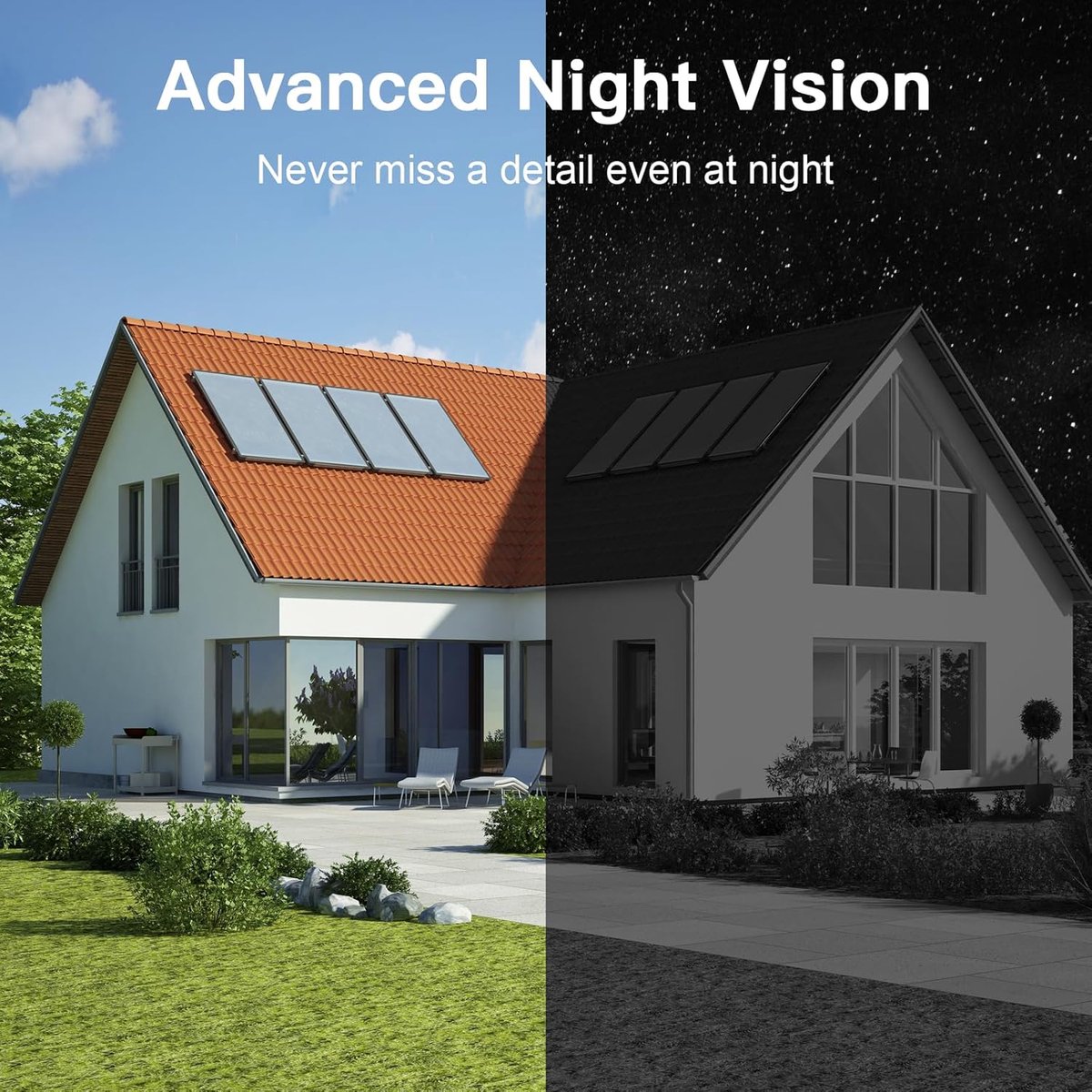 SnelShoppen - 2K/3MP Outdoor Beveiligingscamera, Draadloos, IP Camera, Nachtzicht, 2-Weg Audio, IP65 Waterdicht, Bewegingsdetectie, Voor Tuin en Buite