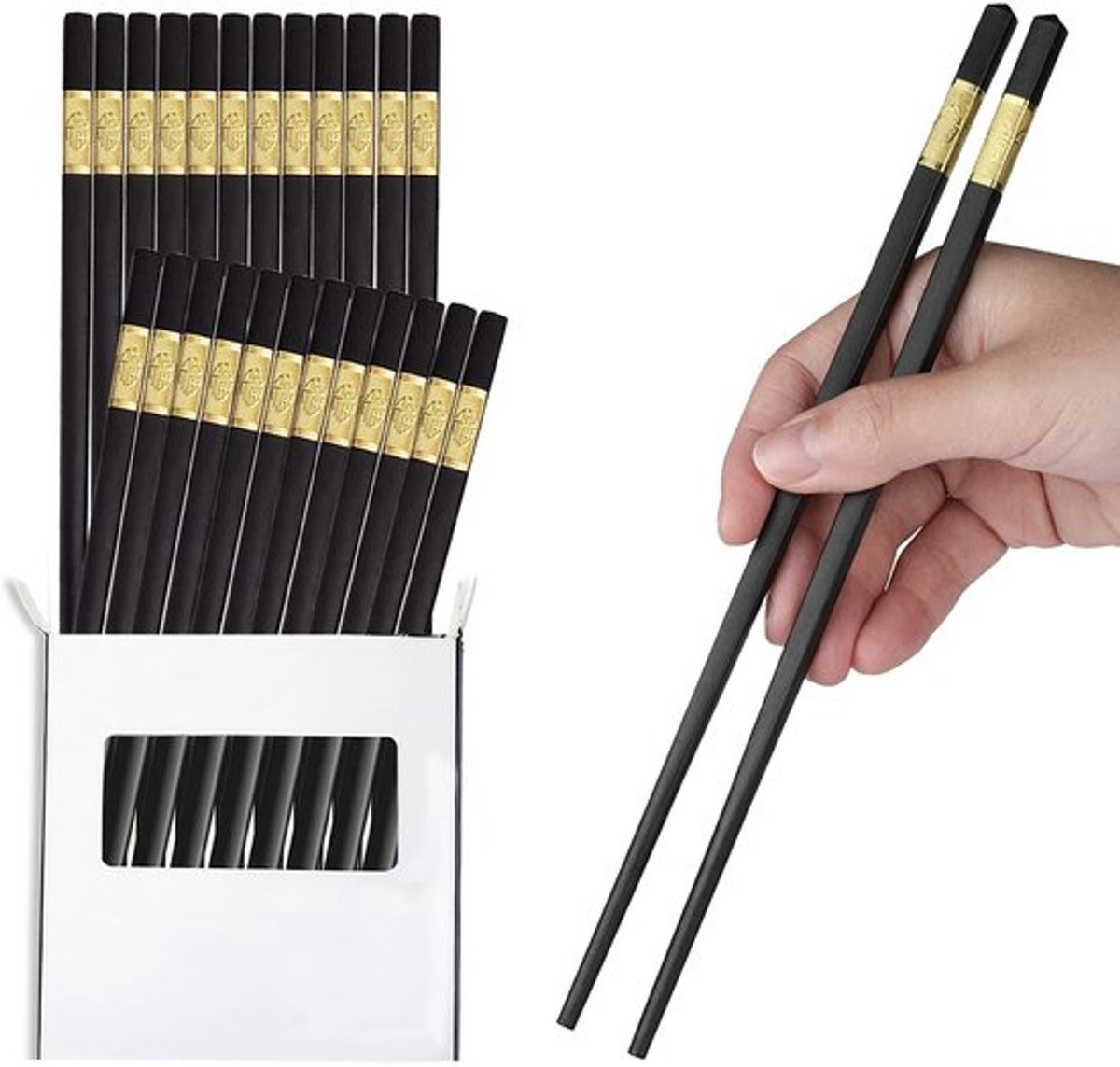 Eetstokjes 10 Paar - Glasvezel - Vaatwasmachinebestendig - Antislip - 24 cm - Robuust en Lichtgewicht - Chinese Stokjes