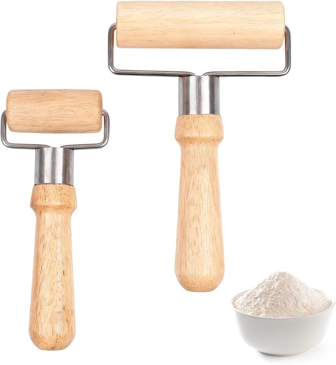 SnelShoppen - Houten deegroller mini, kleine deegroller voor bakken, perfect voor pizza, pastinaak, kneden, ergonomisch, premium kwaliteit, duurzaam,