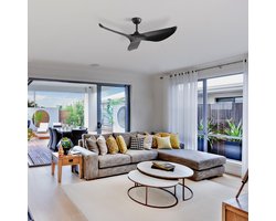 HAUSS SPOLE Plafondventilator – 132 Cm – 6 Snelheden Met Afstandsbediening – ABS – Zwart – Zonder Verlichting Voor Woonkamer Of Terras