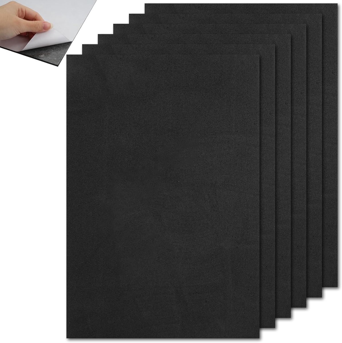 SnelShoppen - Pack van 6 Zelfklevende Foam Platen, Zwart, 20 x 30 cm, Antislip EVA Foam, Zelfklevende Matten voor Meubels, DIY Projecten en Decoratie