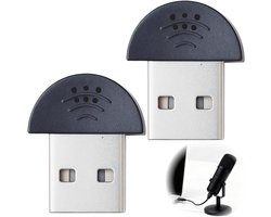 SnelShoppen – Mini Microfoon USB 2.0 Omnidirectioneel 360° voor PC, Hoge Gevoeligheid Microfoon voor Computer en Opname, Set van 2